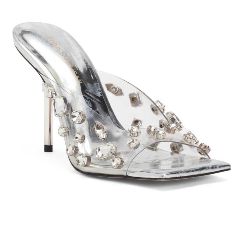 Good American Women's Silver Embellished Heels